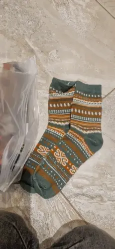 Autumn/Winter Mid-Calf Socks: Retro Boho Native Striped Knit Tights for Women photo review